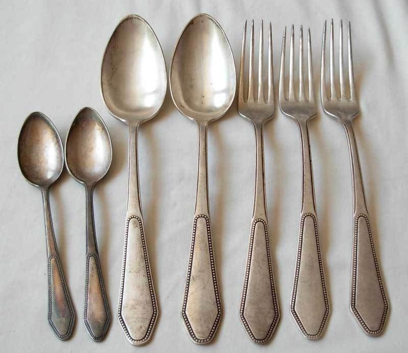 VINTAGE WELLNER GERMANY 3 FORKS 2 SPOONS 2 DESERT SPOON