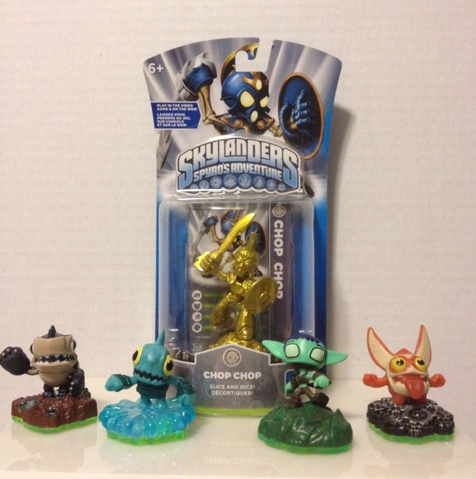 SKYLANDERS RARE GOLD CHOP CHOP & Set Of 4 Skylander Sidekicks