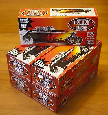 HOT ROD Regular King Cigarette Tubes  200 tubes/box   5 total boxes