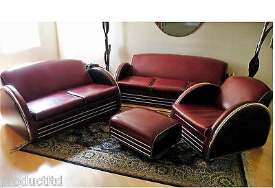 UNIQUE ORIGINAL JAZZ ZEPHYR SET DECO STYLE SOFA, LOVESEAT, CLUB CHAIR 