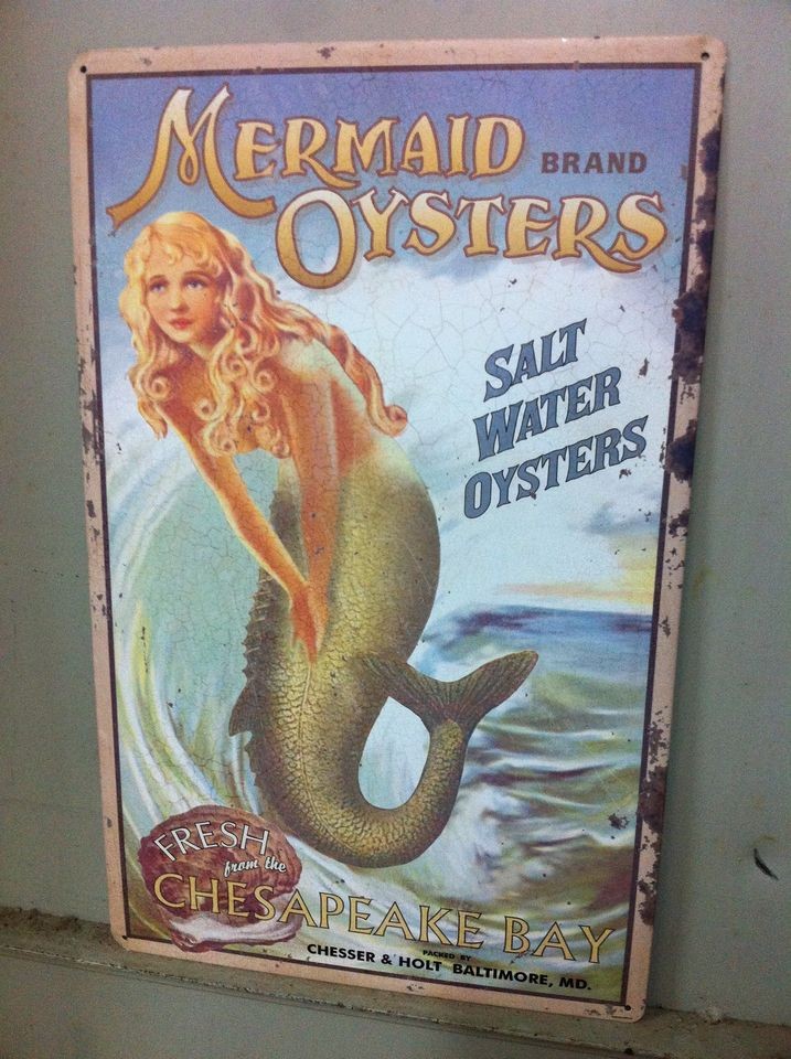 Vintage style mermaid tin sign wall decoration