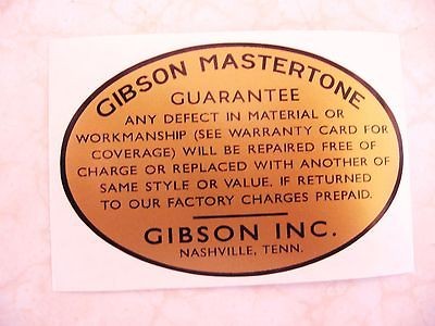 GIBSON BANJO MASTERTONE GUARANTEE LABEL NASHVILLE