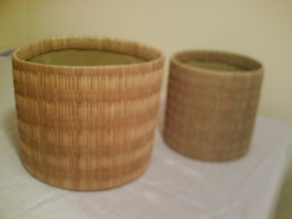 PAIR NESTING IKEA WOVEN SEA GRASS PLANTER BASKETS