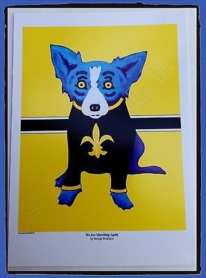 RODRIGUE BLUE DOG SAINTS WE ARE MARCHING AGAIN POSTCARD POSTER CARD 