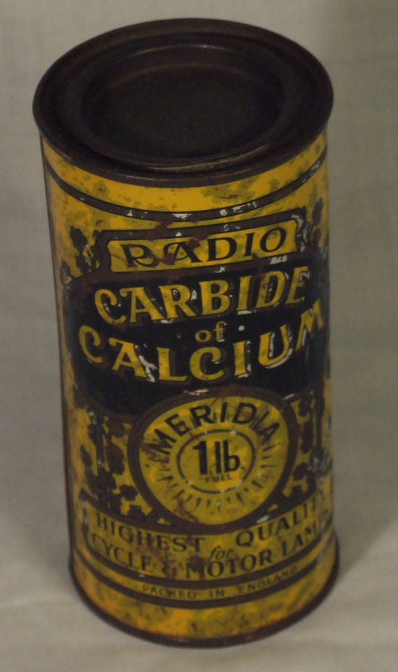 VINTAGE ANTIQUE RADIO CARBIDE TIN [EMPTY] MERIDIA CYCLE MOTOR LAMPS