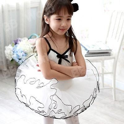 Girls Party Dance Ballet Tutu Dress Costume 4 5 Y White Color 