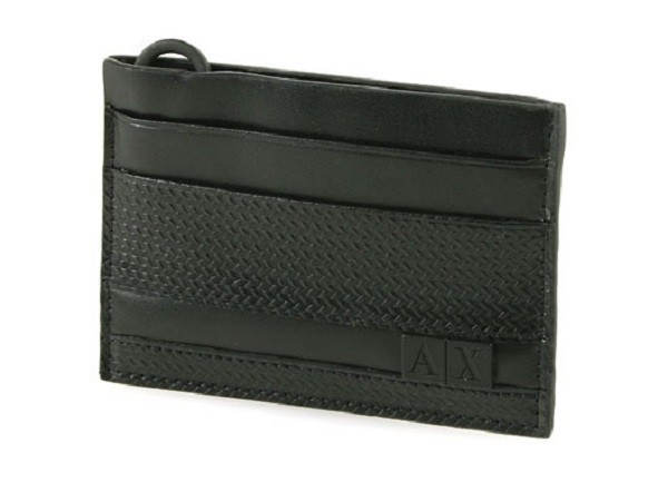 NWT Armani Exchange AX Mens Leather Textured Card Holder Wallet