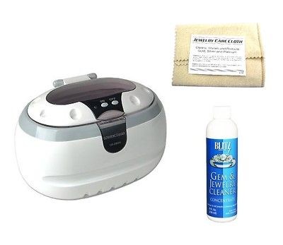   Ultrasonic Wave Cleaner Jewelry Coins Keys W/ Blitz Cleaner & Cloth