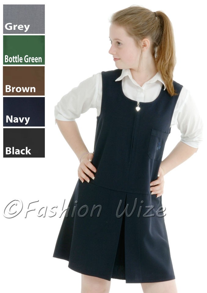 Girls School Pinafore Dress Grey Black Age 2 3 4 5 6 7 8 9 10 11 12 