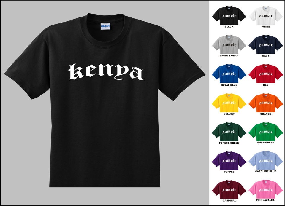 Country of Kenya Old English Font Vintage Style Letters T shirt