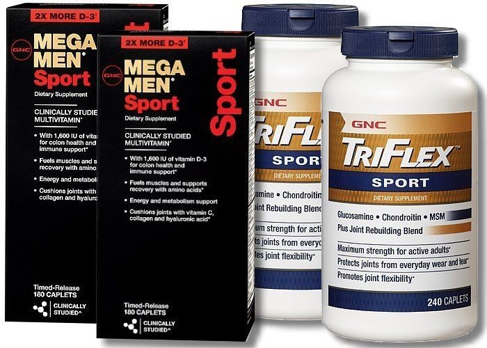 GNC Mega Men SPORT 180 cps X 2 + TriFlex 240cps X 2 For International 