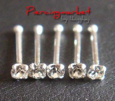 22g~6mm Tiny Nose Stud Bone Rings Ring Silver Bar 1.5mm F96