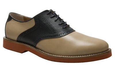 Mens Bass Signature Oxford Saddle Shoe Burlington Hemp / Navy Blue