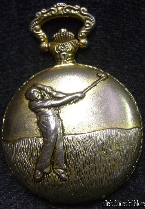 Pocket Watch Milan Mens Golf Golfer Case Cover Quartz Japan Movement 