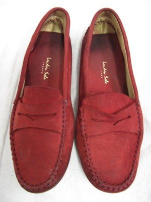 London Sole Shoes Red Suede Driving Moccasins sz 40/8