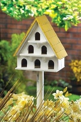 MULTI LEVEL WOODEN BIRDHOUSE CONDO Shabby Yard Garden Bird House NEW