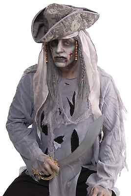   pirate wig beads tattered bandana jack sparrow grey ghost costume prop