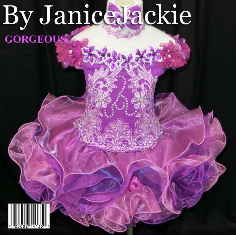 NEW National Pageant Dress Glitz Off Shoulder * 3 4T *ORCHI PURPLE 