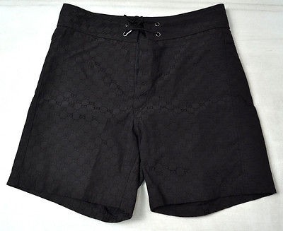 GUCCI Guccissima Logo Black Board Shorts Swim Trunks S Italy