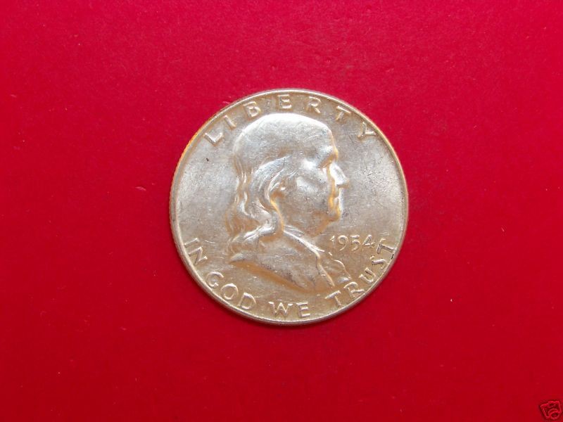 1954 D Choice AU Franklin Silver Half Dollar  Nice Coin