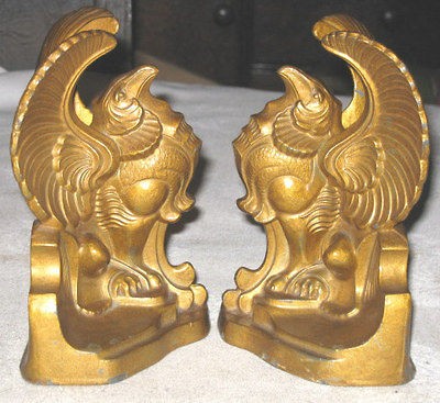   KRONHEIM & OLDENBUSCH HOLZ ART SCULPTURE STATUE GRIFFIN BOOKENDS