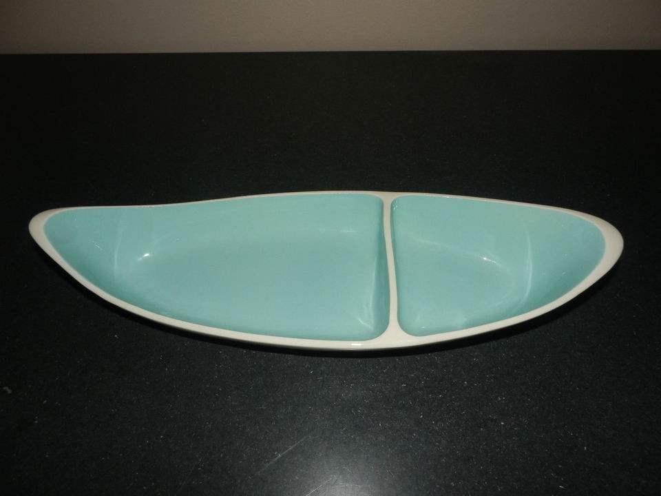 Vintage 1950s Taylor Smith Taylor Boutonniere Turquoise Relish Dish