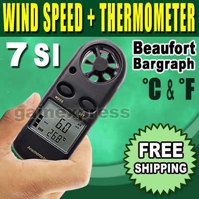   Anemometer Thermometer Air Wind Flow Meter Bar Graph Beaufort °C