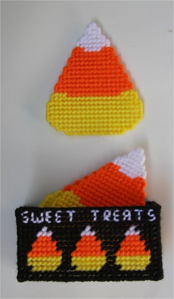 Halloween Candy Corn Coasters Plast​ic Canvas Pattern