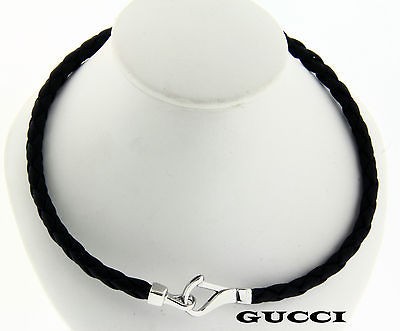 GUCCI LEARTHER CORD BRAIDED NECKLACE 18 INCHES, MADE IN ITALY