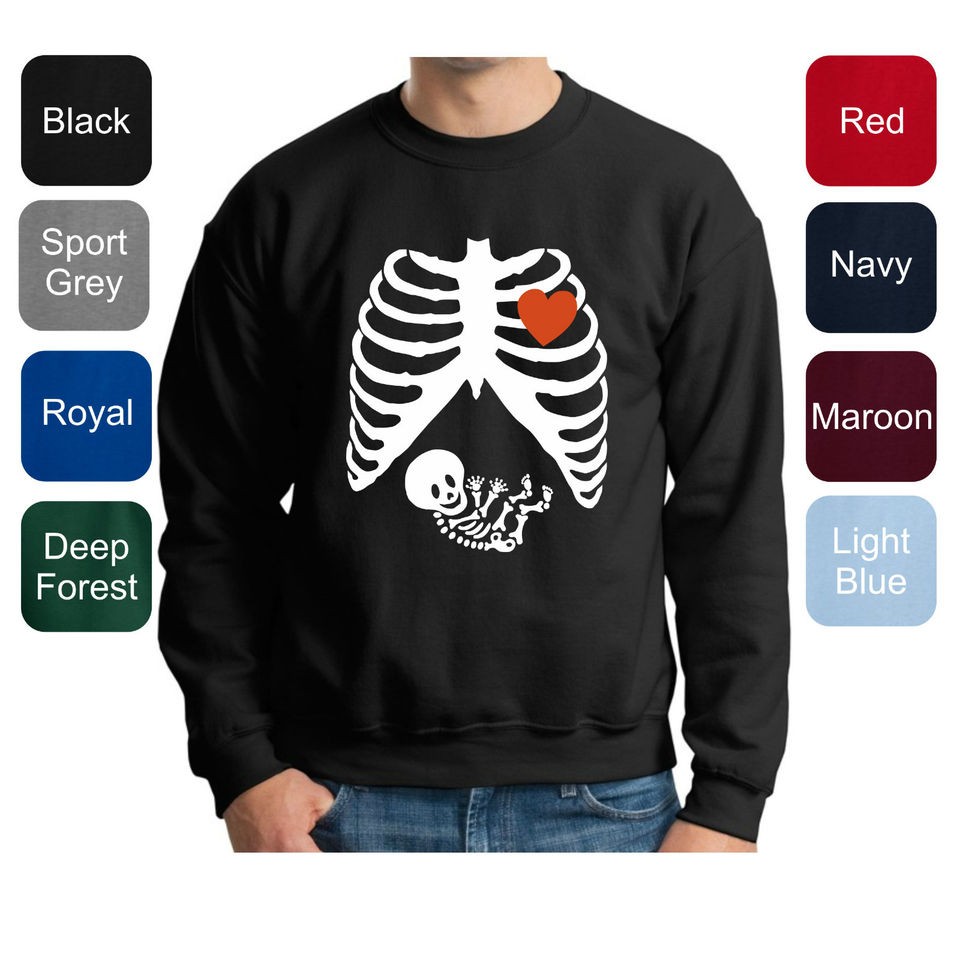 Pregnant Skeleton Halloween Costume PREMIUM Crewneck Sweatshirt Baby 