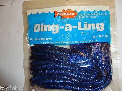 Zeta Baits 6 Ding A Ling Worm, Blue w/Blue Flake, 20 Pack(New/OldSt 