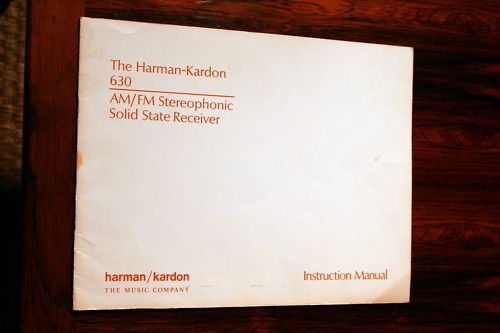 Harman Kardon 630 Receiver Owners Manual *Original