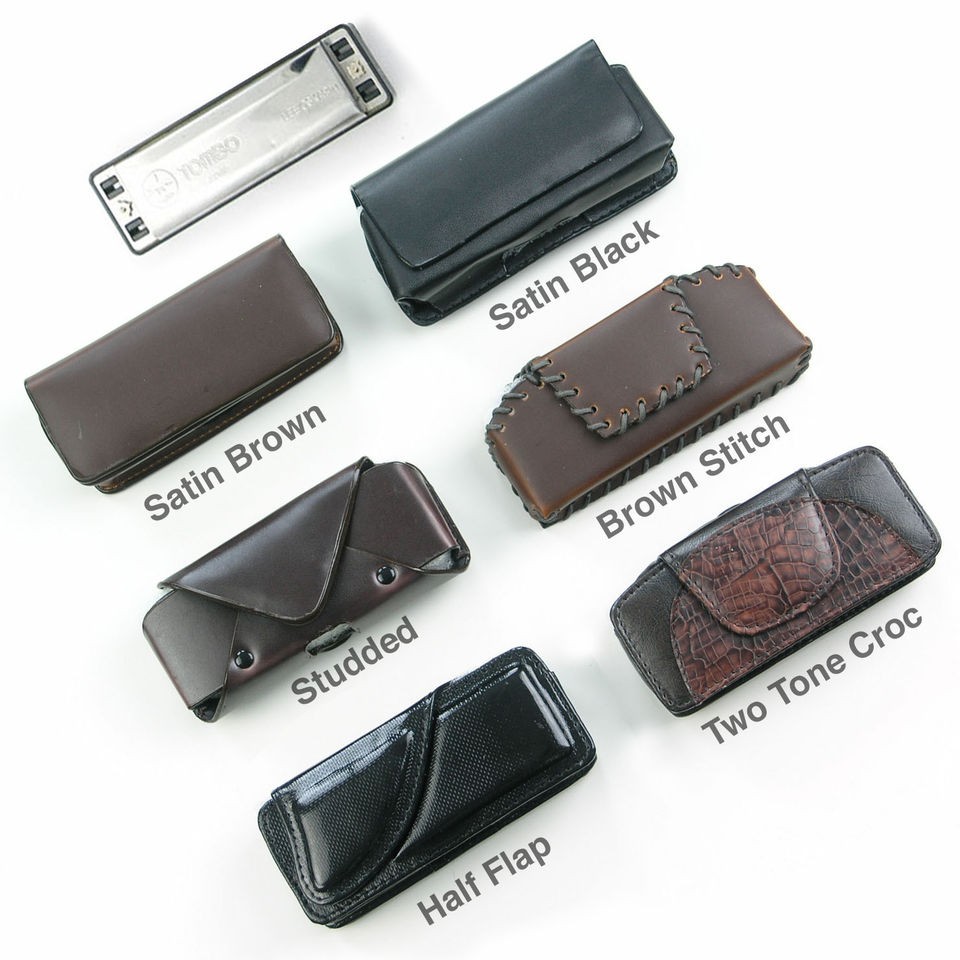 Harmonica faux leather case fits blues harp