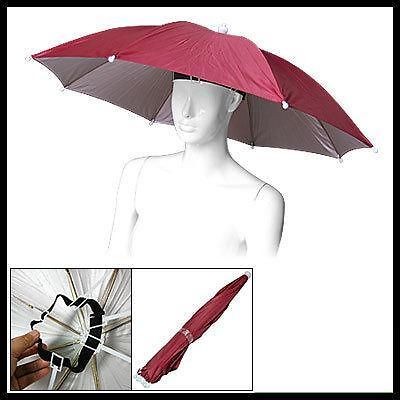 Umbrella Hat Golf Fishing Camping Headwear Cap Red