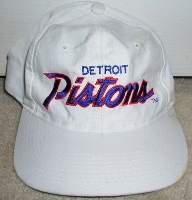 DETROIT PISTONS VINTAGE SNAPBACK HAT SPORTS SPECIALTIES SCRIPT 1990s 