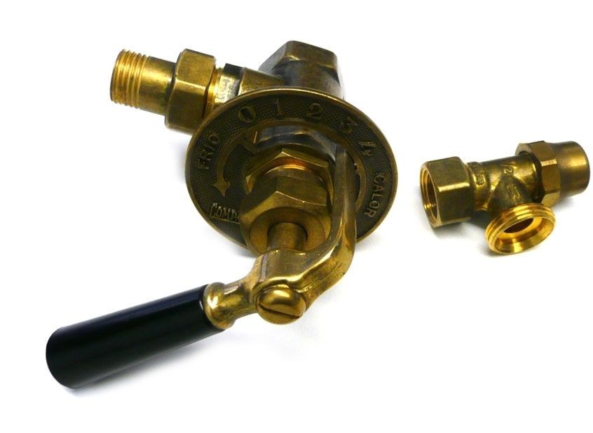 Roca Solid Bronze Antique Style Radiator Valve Kit w/o Air Bleeder