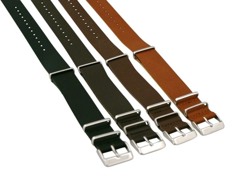 20MM LEATHER NATO Style MILITARY WATCH BAND SOLID Strap FITS TIMEX 