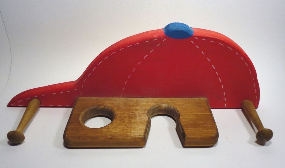 Wood Baseball hat Glove Bat Ball Wall Holder rack