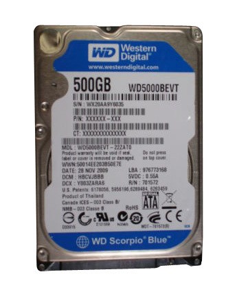 NEW SEALED Western Digital 500 GB SATA Laptop WD5000BEVT