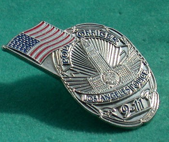 LAPD 9 11 COMMEMORATIVE BADGE PIN WITH US FLAG