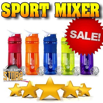 New Blue 28 0z Sundesa Blender Bottle Protein Mixing Wire Whisk Ball 