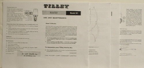 TILLEY KEROSENE HEATER MODEL R1 USE MAINTENANCE MANUAL