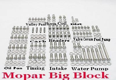 MOPAR BIG BLOCK 383   440 STAINLESS STEEL ENGINE HEX BOLT KIT