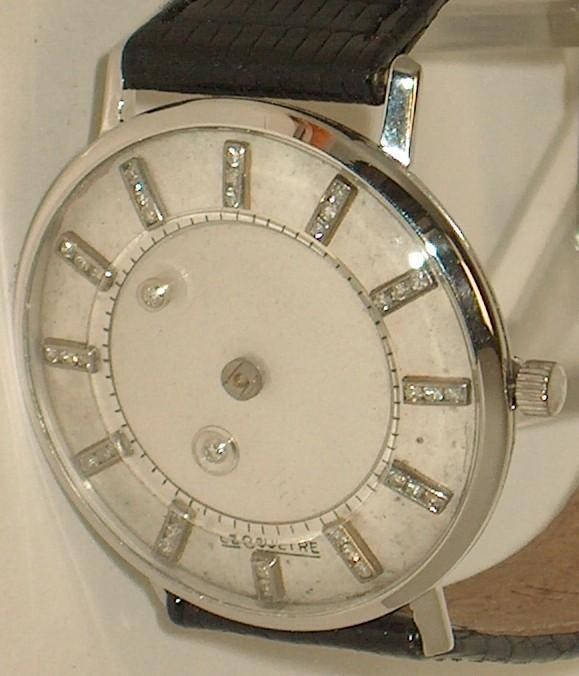 Scarce Mens 14K White Gold/Diamond Mystery Dial LeCoultre Vacheron 