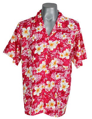 HW777 Hawaiian Surf Beach Red Shirt Hibiscus 4XL