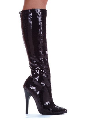 Black Sequins 60s 70s GoGo Hippie Disco Costume Party Drag Queen Boots 