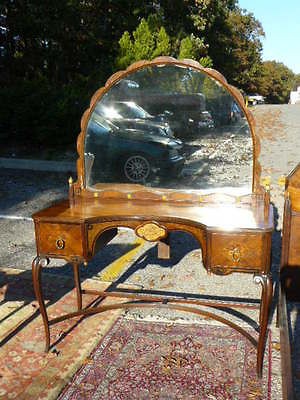 ANTIQUE ART DECO LOUIS XV XVI INLAID BURL WALNUT GRM FRENCH VANITY w 