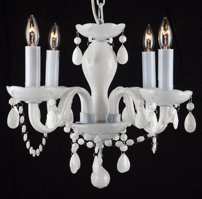 CHANDELIER LIGHTING CRYSTAL SNOW WHITE FIXTURE PENDANT CEILING LAMP 