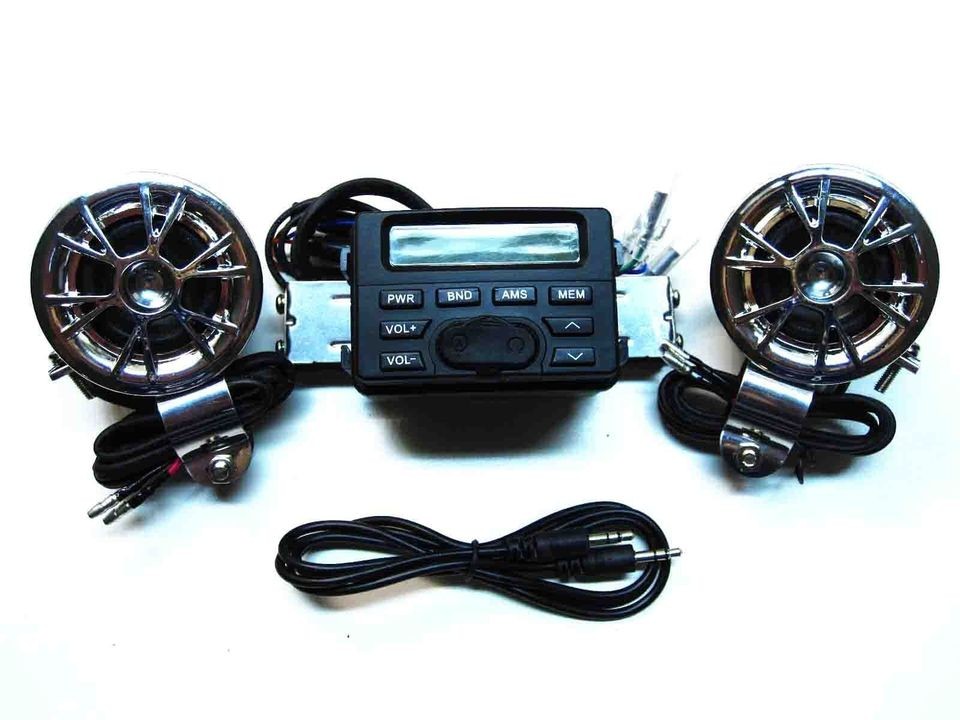 Motorcycle Audio Sound System Handlebar FM Radio  Stereo Speakers 