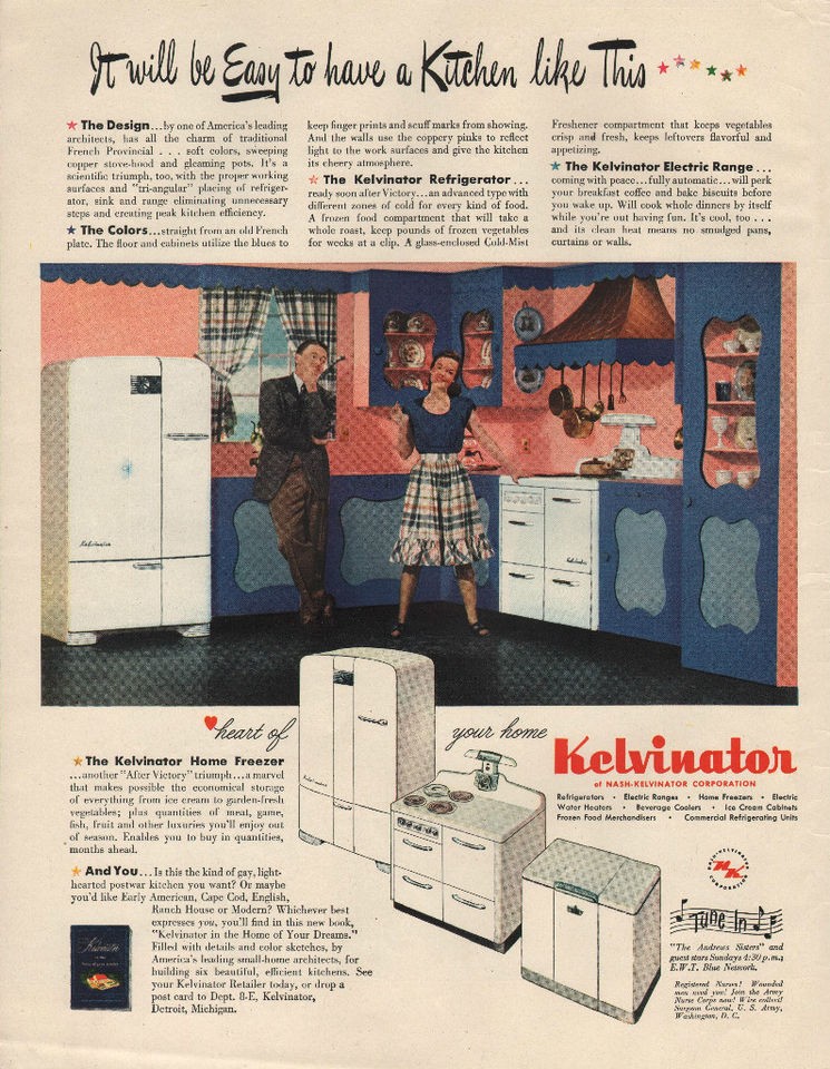   KELVINATOR KITCHEN REFRIGERATOR RANGE FREEZER APPLIANCES PRINT AD